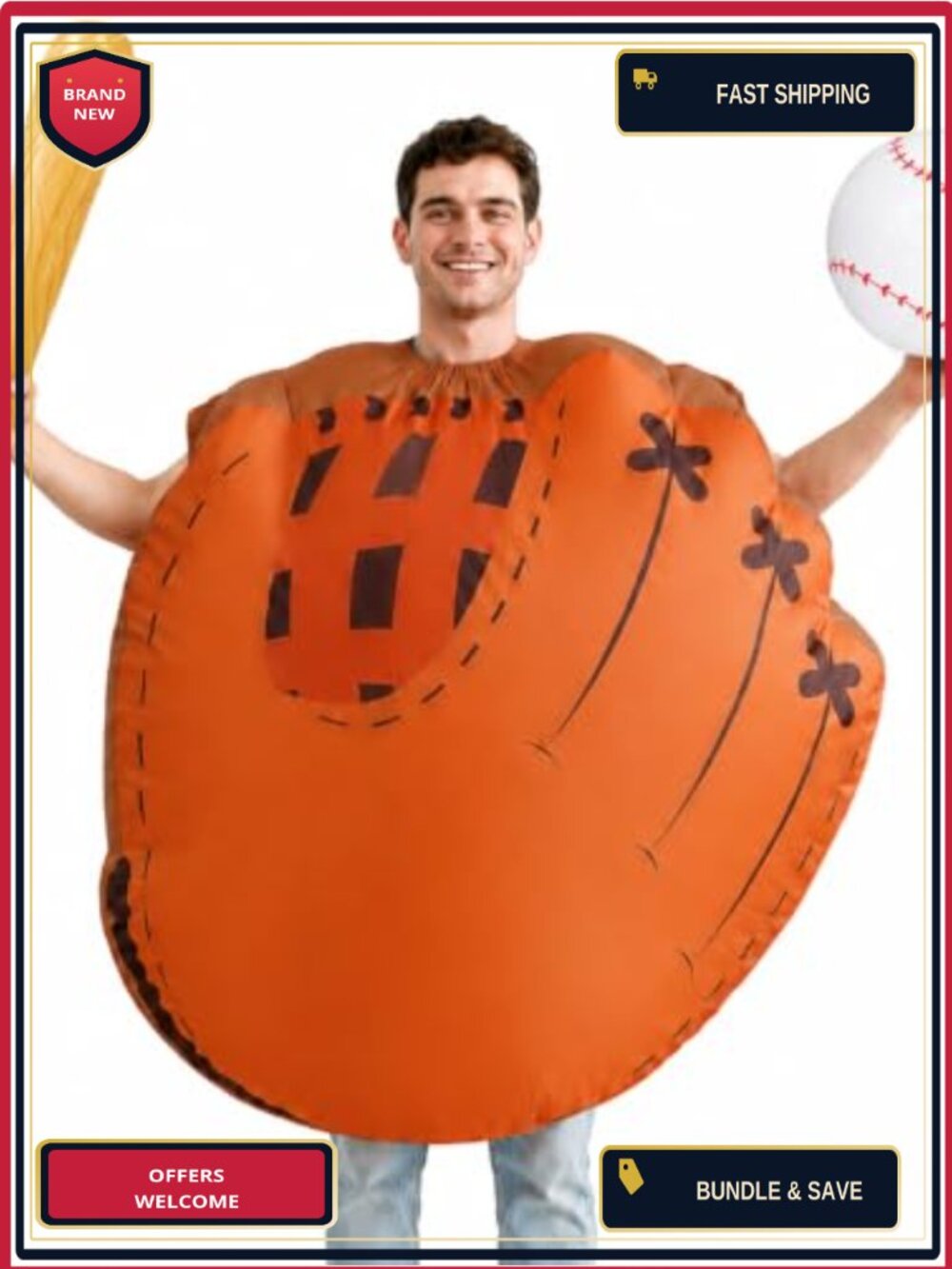Inflatable Baseball Glove Costume Set Adult Unisex Blow Up Halloween